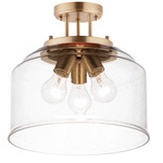 Acadia Semi Flush Ceiling Light - Heritage Brass / Clear Seedy