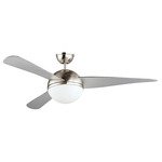 Cupola Ceiling Fan - Satin Nickel / White Glass