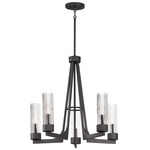 Delos Chandelier - Anthracite / Clear Ribbed
