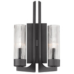 Delos Wall Sconce - Anthracite / Clear Ribbed