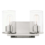 Sleek Bathroom Vanity Light - Satin Nickel / Seedy Glass