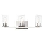 Sleek Bathroom Vanity Light - Satin Nickel / Seedy Glass