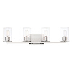 Sleek Bathroom Vanity Light - Satin Nickel / Seedy Glass