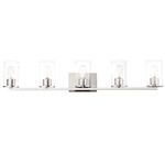 Sleek Bathroom Vanity Light - Satin Nickel / Seedy Glass