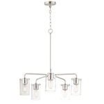 Sleek Chandelier - Satin Nickel / Seedy Glass