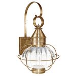 Caged Onion Large Outdoor Wall Sconce - Antique Brass / Clear Optic Glass
