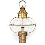 Onion 120V Outdoor Post Mount - Antique Brass / Clear