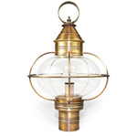 Onion 120V Outdoor Post Mount - Antique Brass / Clear