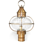 Onion 120V Outdoor Post Mount - Antique Brass / Clear Optic Glass