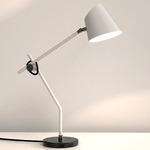 Hartau Table Lamp - Matte White / Black Oxide
