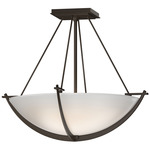 Compass Semi Flush Ceiling Light - Bronze / Opal