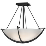 Compass Semi Flush Ceiling Light - Black / Opal