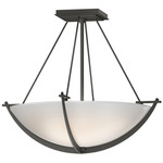 Compass Semi Flush Ceiling Light - Natural Iron / Opal