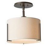 Exos Semi Flush Ceiling Light - Dark Smoke / Natural Linen