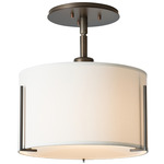 Exos Semi Flush Ceiling Light - Dark Smoke / Natural Anna