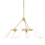 Tresa Round Chandelier - Burnished Brass / Matte White