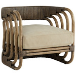 Hamza Chair - Pale Grey Rattan / Mink Leather