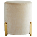 Warby Ottoman - Polished Brass / Sterling Velvet