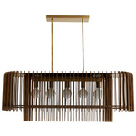 Valencia Linear Chandelier - Antique Brass / Dark Wood