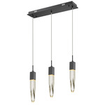 Aspen Linear Multi Light Pendant - Black / Seeded Crystal