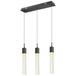 Glacier Linear Multi Light Pendant - Black / Clear