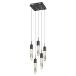 Aspen 5LT Square Multi Light Pendant - Black / Seeded Crystal