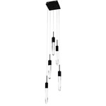 Aspen 5LT Square Multi Light Pendant - Black / Clear Crystal