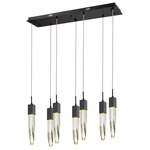 Aspen Linear Multi Light Pendant - Black / Seeded Crystal