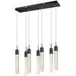 Glacier Linear Multi Light Pendant - Black / Clear Bubble