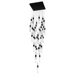 Glacier Square Multi Light Pendant - Black / Clear Bubble