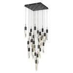 Aspen Square Multi Light Pendant - Black / Seeded Crystal