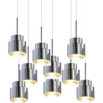 Cupallo Round Multi Light Pendant - Black / Chrome