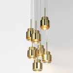 Cupallo Round Multi Light Pendant - Black / Brass