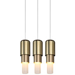 Mingo Linear Multi Light Pendant - White / Brass