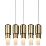 Mingo Linear Multi Light Pendant - White / Brass