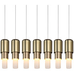 Mingo Linear Multi Light Pendant - White / Brass
