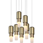 Mingo Round Multi-Light Chandelier - White / Brass