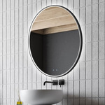 Brilliance Round Lighted Mirror - Matte Black / Mirror