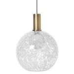 Opal Sphere Pendant - Brass Socket / Milk White Glass