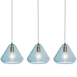 Armitage 3 Light Linear Pendant - Satin Nickel / Aqua