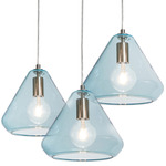 Armitage 3 Light Round Pendant - Satin Nickel / Aqua