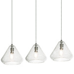 Armitage 3 Light Linear Pendant - Satin Nickel / Clear Crackle