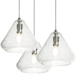 Armitage 3 Light Round Pendant - Satin Nickel / Clear Crackle