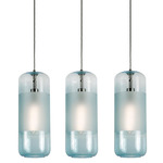 Hermosa Linear Multi-Light Pendant - Satin Nickel / Aqua