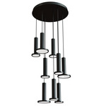 Luna Round Multi-Light Pendant - Black / White