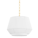 Debi Pendant - Aged Brass / White