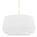 Debi Pendant - Aged Brass / White