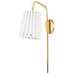 Demi Plug-In Wall Sconce - Aged Brass / White