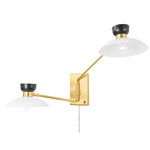 Whitley Plug-In Wall Sconce - Aged Brass / White