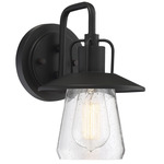 Manzanita Outdoor Wall Sconce - Matte Black / Clear Seeded
